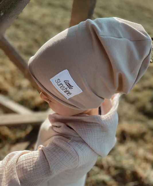 Dein Design | Roll-Up Sommer Beanie | Used-Look & Leder Label | Uni Farben