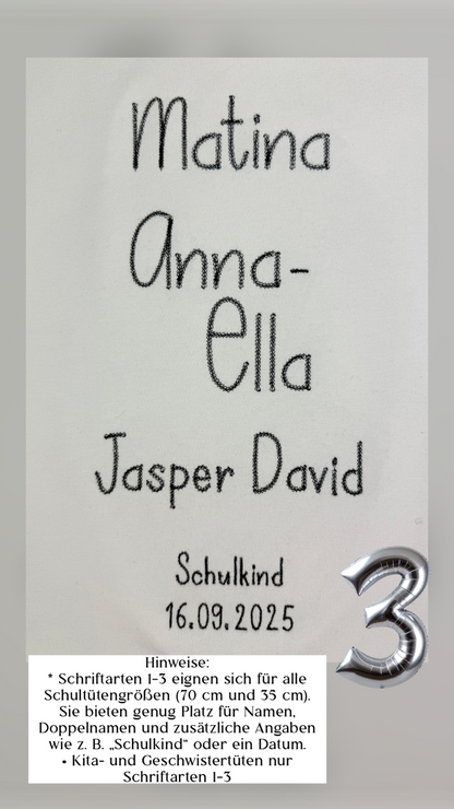 Dein Design personalisierte Pompon-Tüllschleife für Schultüte (70 cm), Kita- & Geschwistertüten (35 cm)
