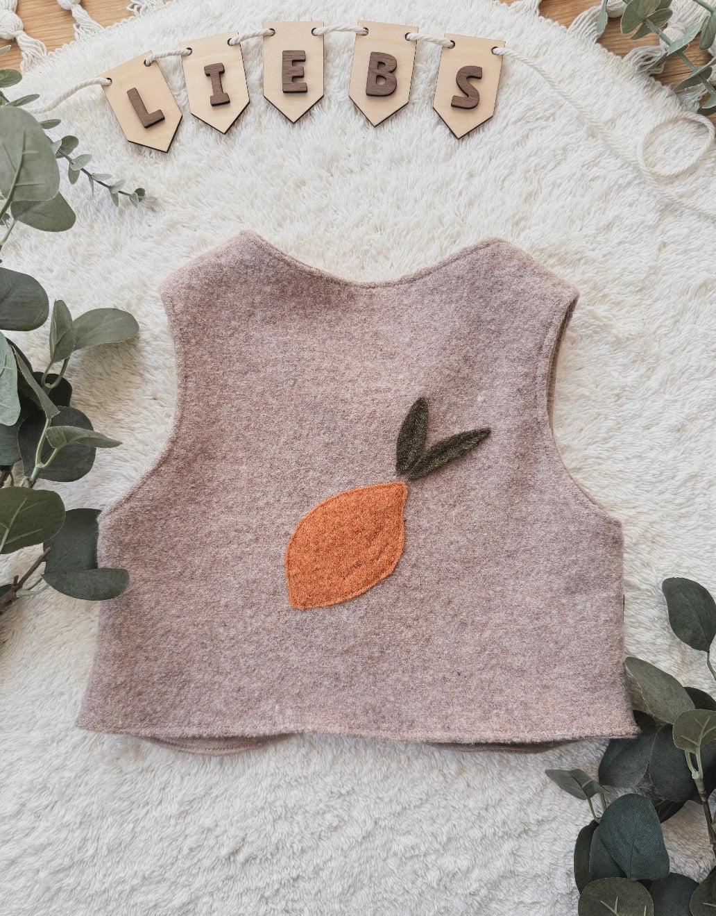 Handmade Wollwalk Weste für Kinder | Walkweste | Zitrone