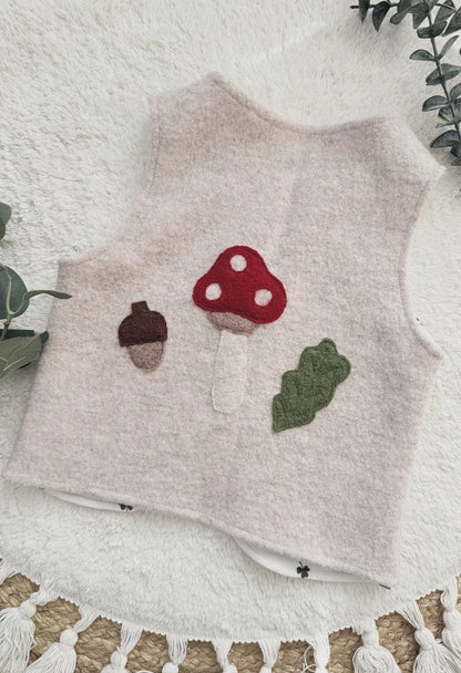 Handmade Wollwalk-Weste „Wäldchen“ für Kinder aus Schurwolle | Walkweste für Kinder