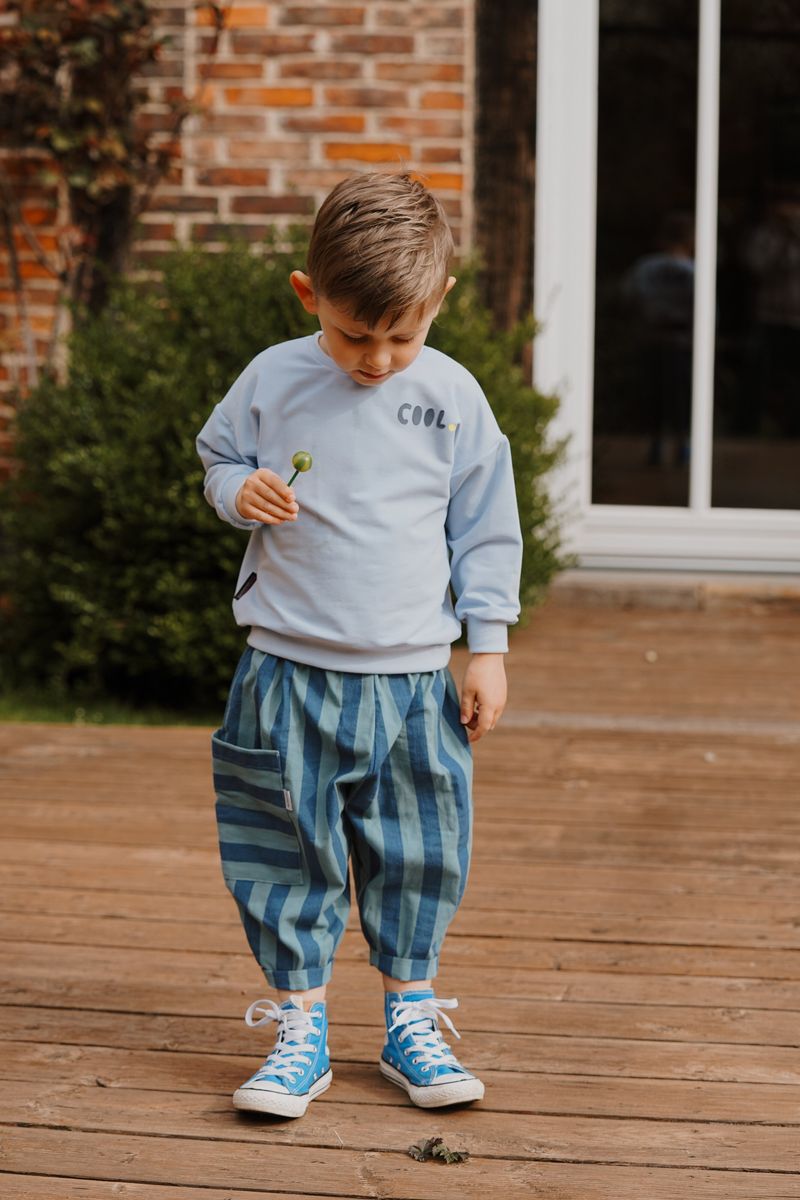 Weite Hose für Jungen | Wide-Leg | Gestreifte Hose, Loose Fit Hose Kinderhose, Weite Passform, Blockstreifen, Streifenhose