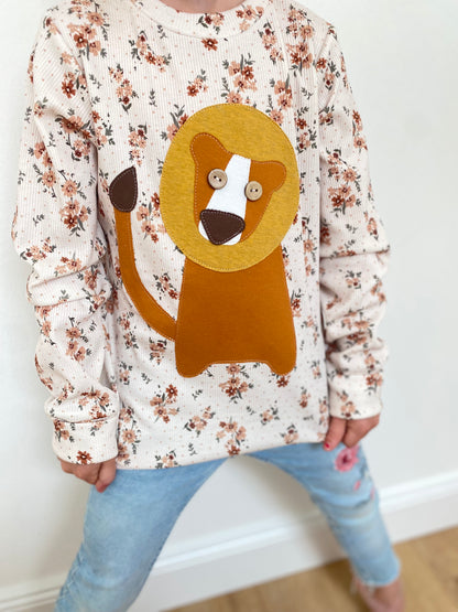 Longsleeve ab Körpergröße 80 cm | Applikation Löwe