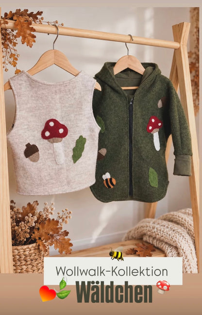Handmade Wollwalk-Weste „Wäldchen“ für Kinder aus Schurwolle | Walkweste für Kinder