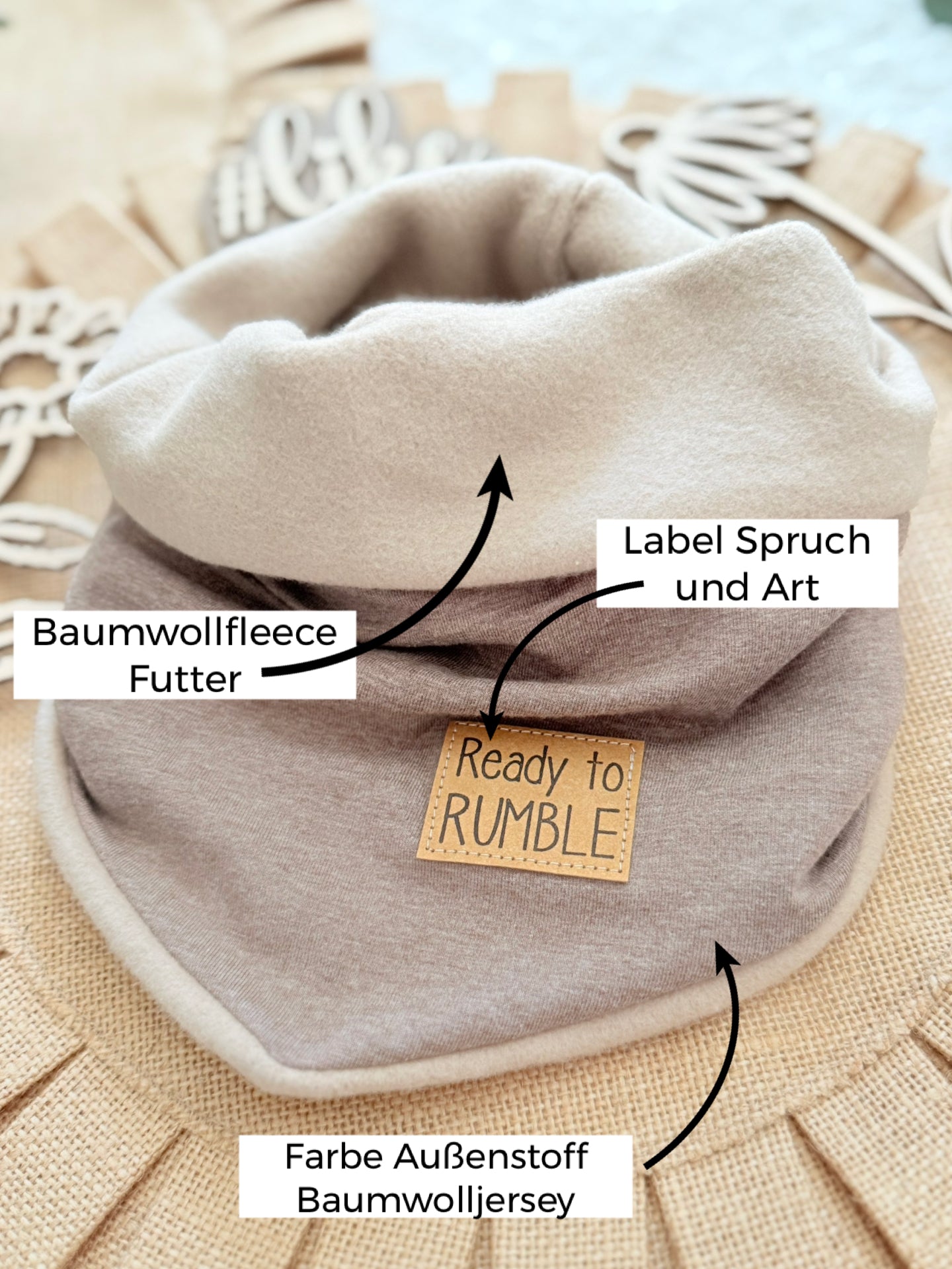 Dein Design | Dreieckloop Baumwollfleece | Used-Look & Leder Label