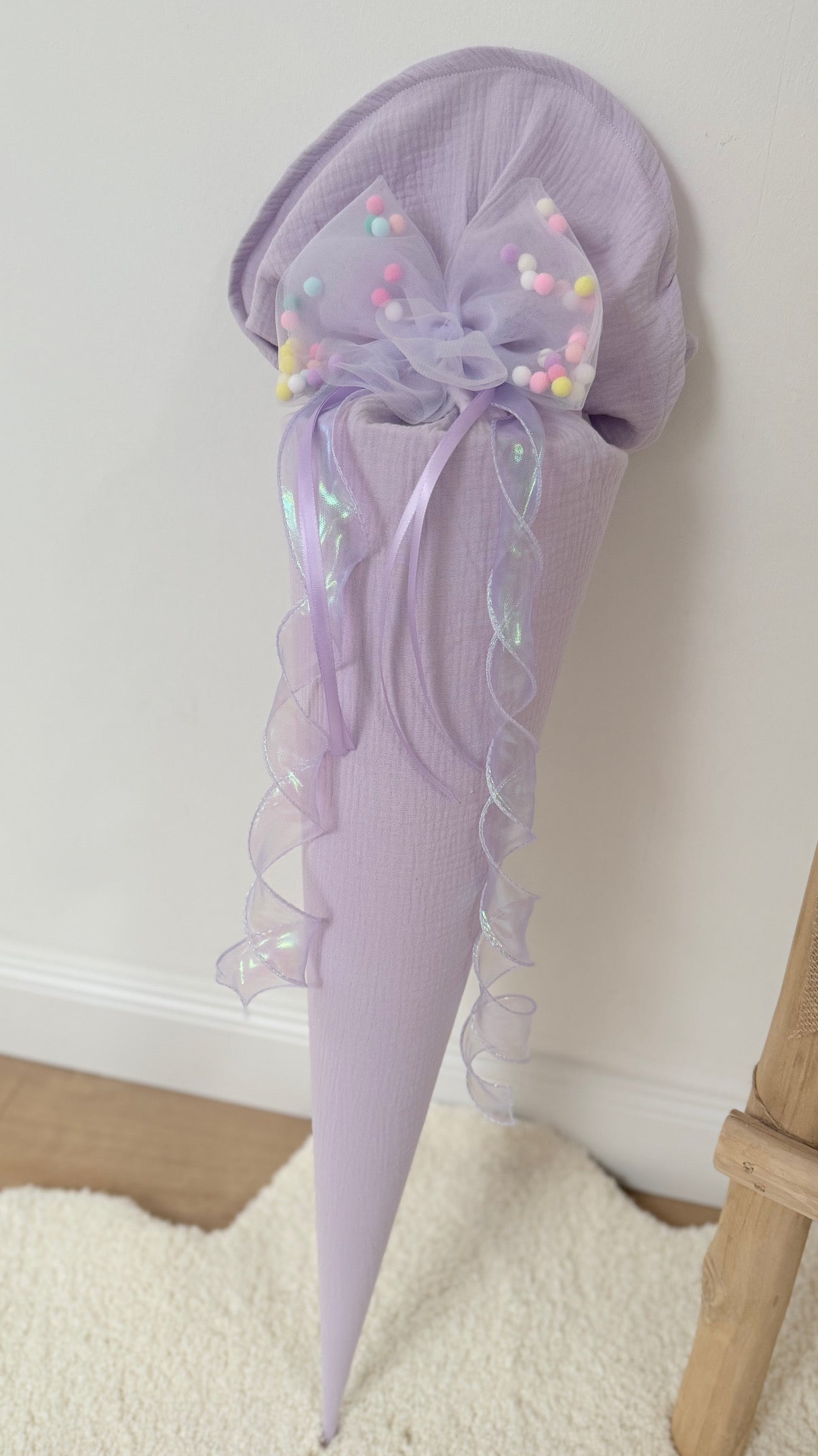 Dein Design Tüllschleife - Pompon Schleife für Schultüte (70 cm), Kita- & Geschwistertüten (35 cm)