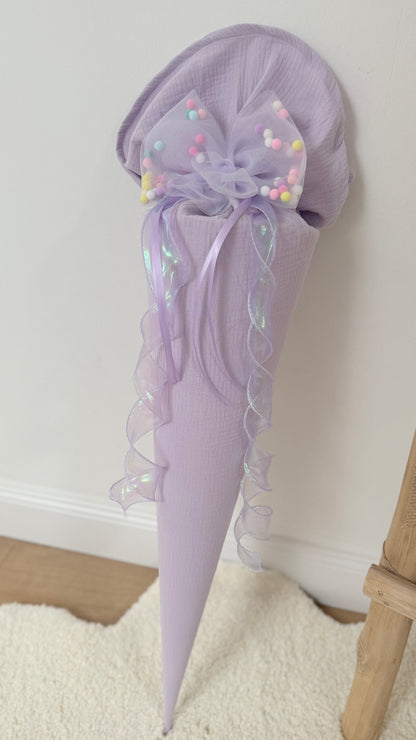 Dein Design Tüllschleife - Pompon Schleife für Schultüte (70 cm), Kita- & Geschwistertüten (35 cm)