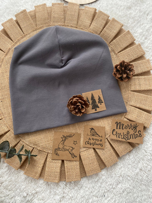 Dein Design | Winter Motive | Used-Look & Leder Label Beanie | Uni Farben