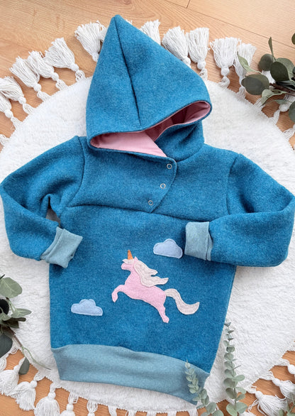 Windbreaker Einhorn Applikation | Wollwalk | 100% Schurwolle