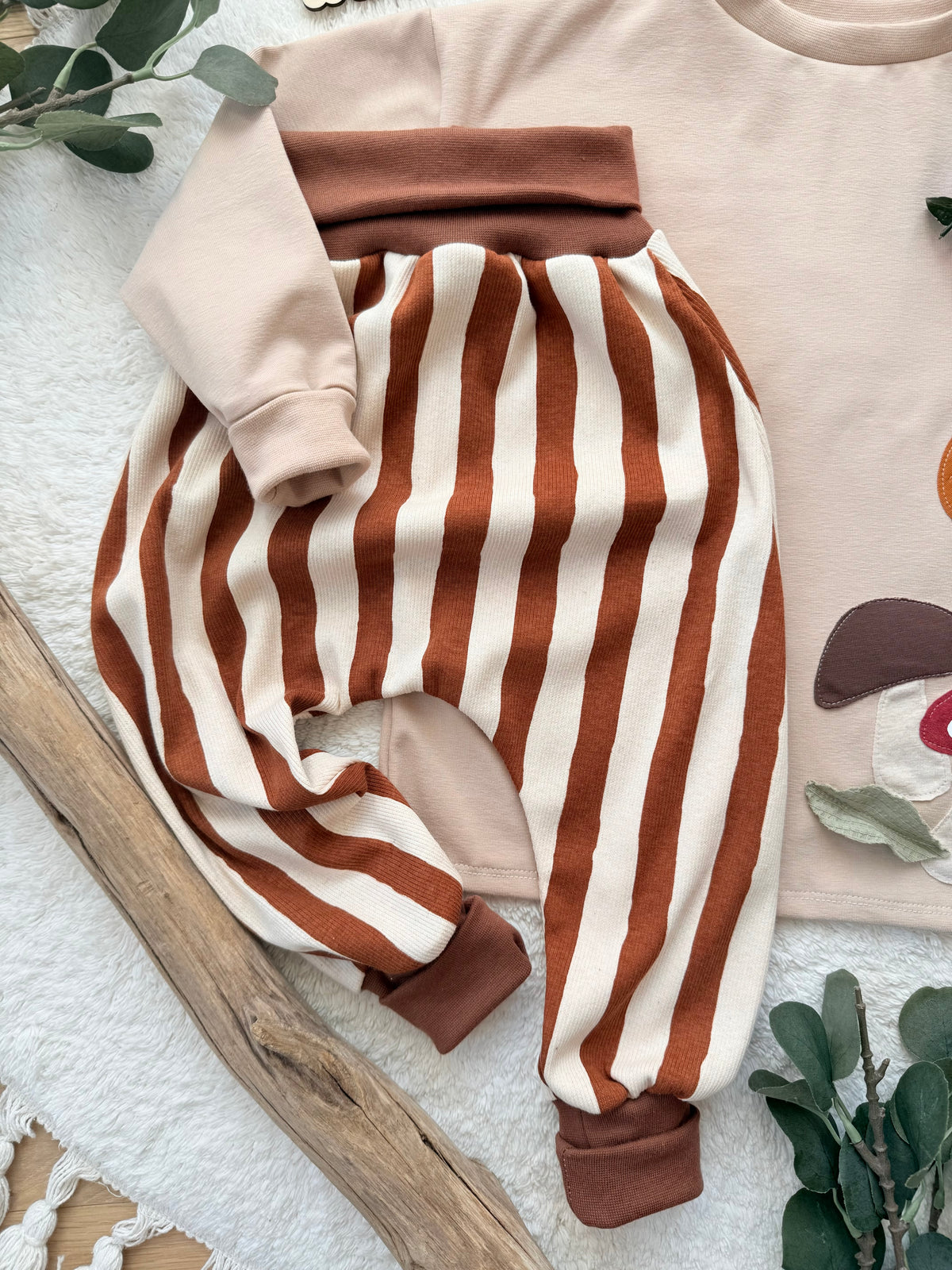 Hose Blockstreifen, Loose Fit Jogger, Baumwolle Rippjersey