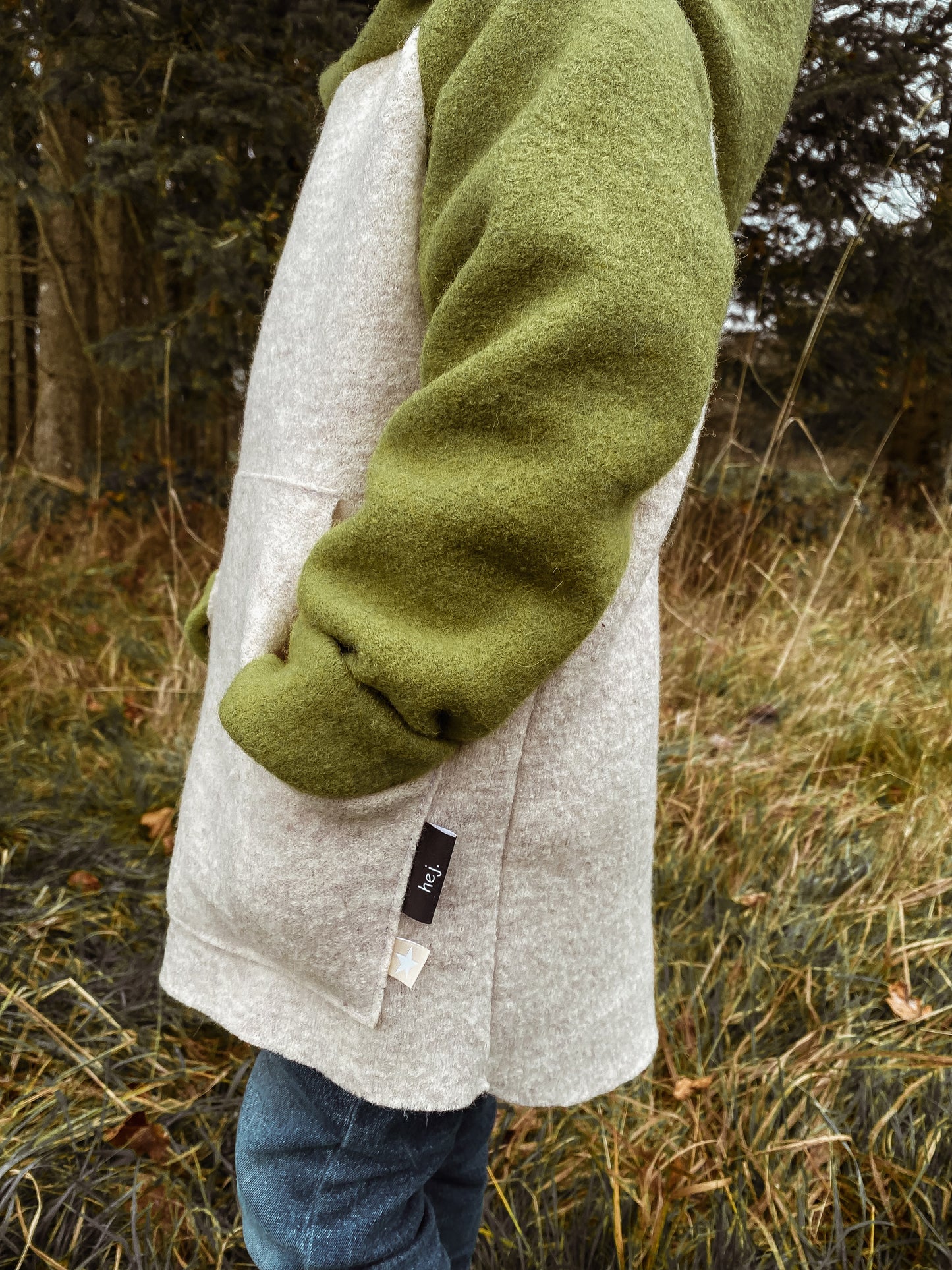 Dein Design | Wollwalk Raglan Hoodie | Retro | 100% Schurwolle Schafwolle