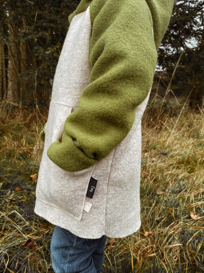 Dein Design | Wollwalk Raglan Hoodie | Retro | 100% Schurwolle Schafwolle