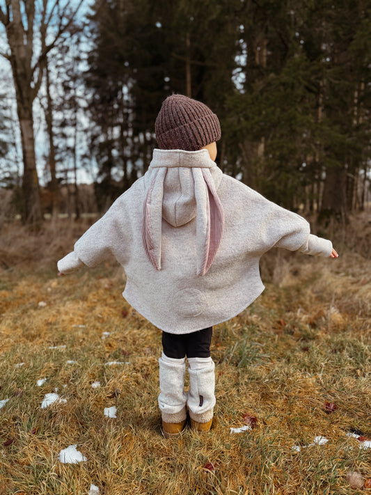 Oversized Walkjacke | Walkmantel | Hase | 100% Schurwolle