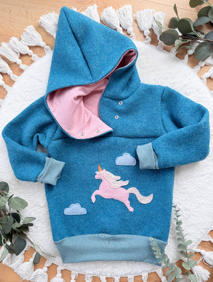 Windbreaker Einhorn Applikation | Wollwalk | 100% Schurwolle