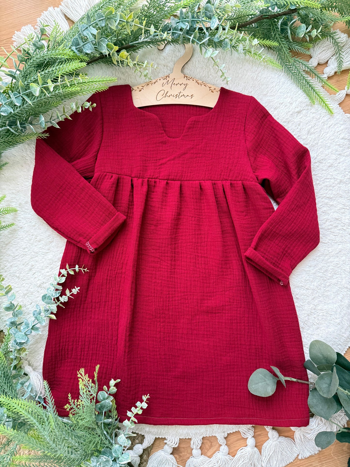 Oversized Kleid | Musselin | Dunkelrot