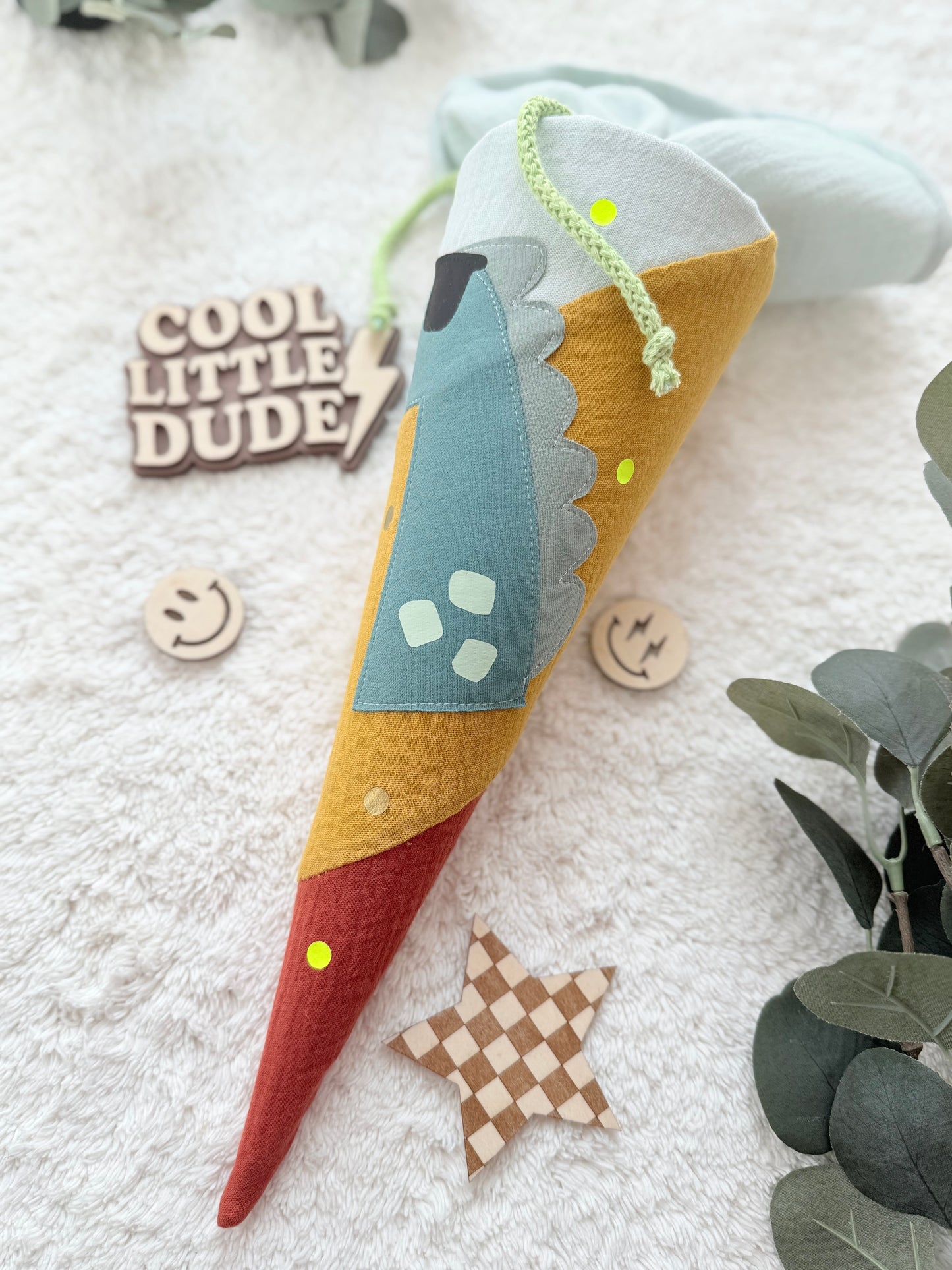 Geschwistertüte Einschulung | Kitatüte | Weiterführende Schule | 35 cm | Dino