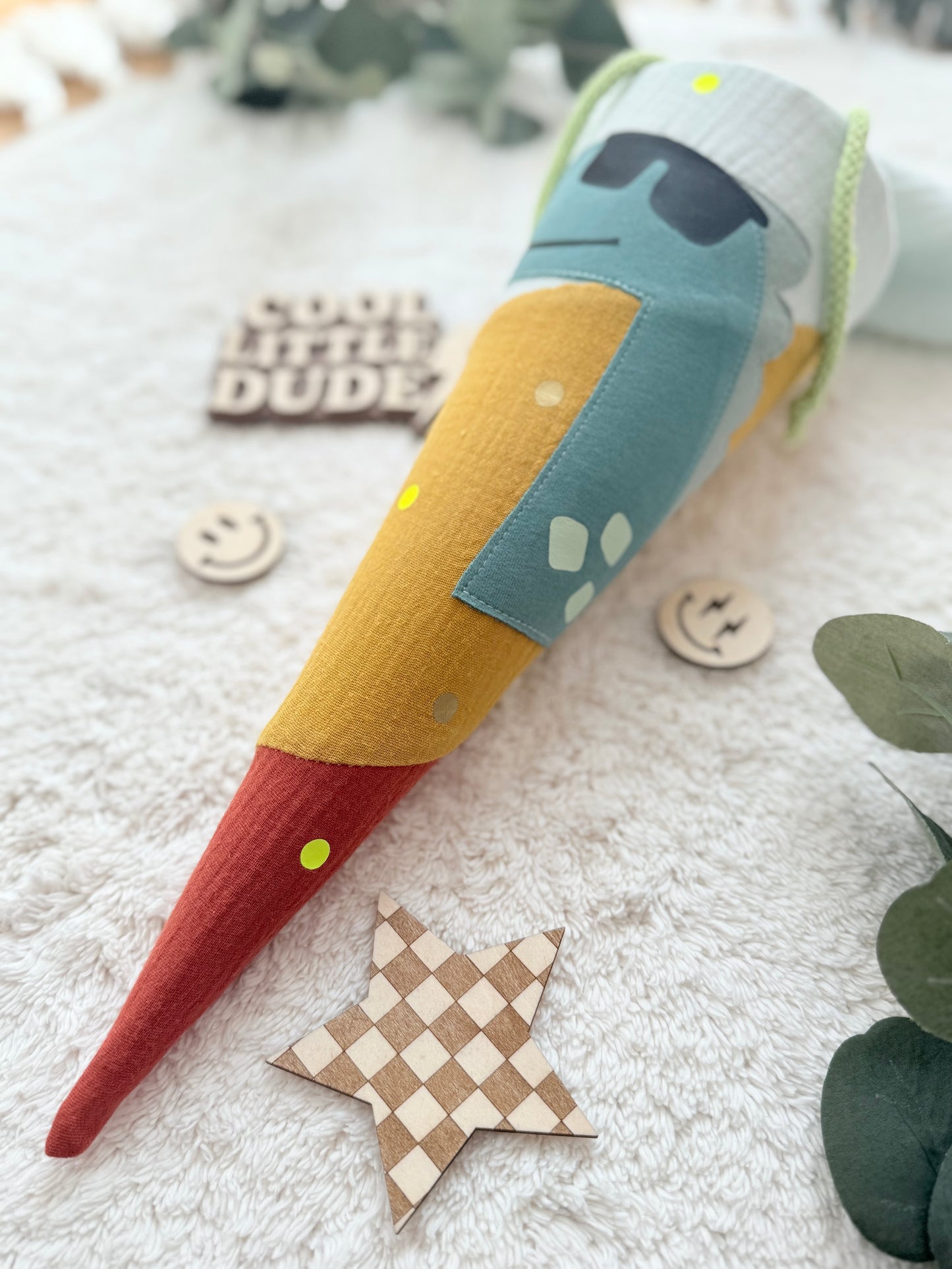 Geschwistertüte Einschulung | Kitatüte | Weiterführende Schule | 35 cm | Dino