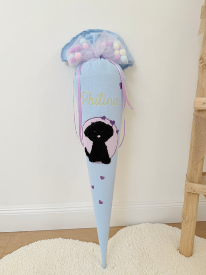 Glitzer Pompon-Schleife Tüllschleife für Schultüten ab 70 cm