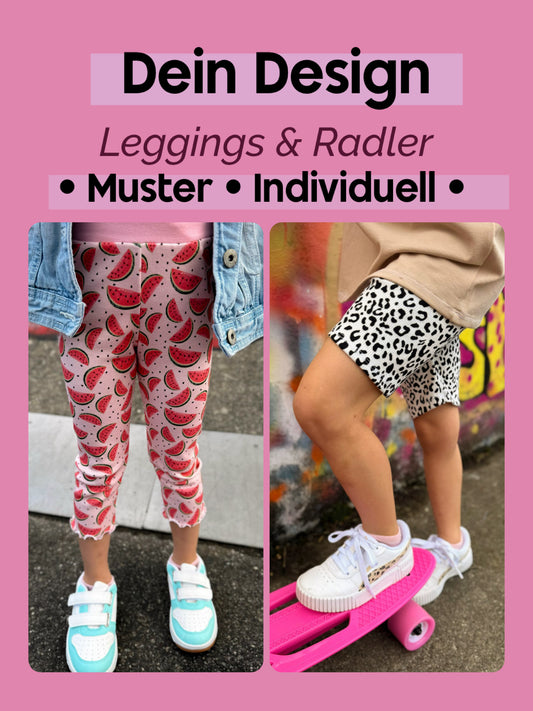 Individuelle Leggings oder Radlerhose für Mädchen aus Rippjersey – 7/8 Leggings mit Rollsaum, bequem & elastisch