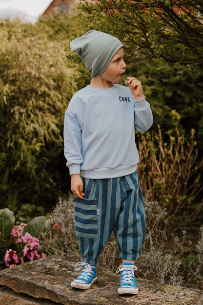 Oversized Kinder Sweater mit Handmade Applikation Dackel „Roll with it“ Pullover für Jungen