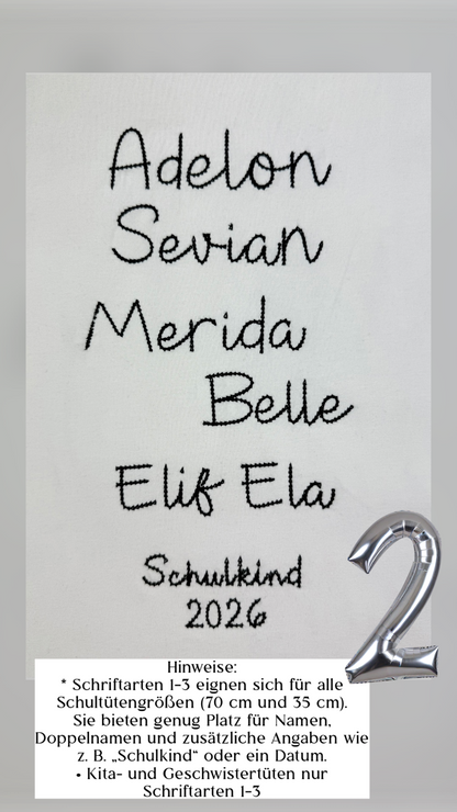 Dein Design personalisierte Pompon-Tüllschleife für Schultüte (70 cm), Kita- & Geschwistertüten (35 cm)