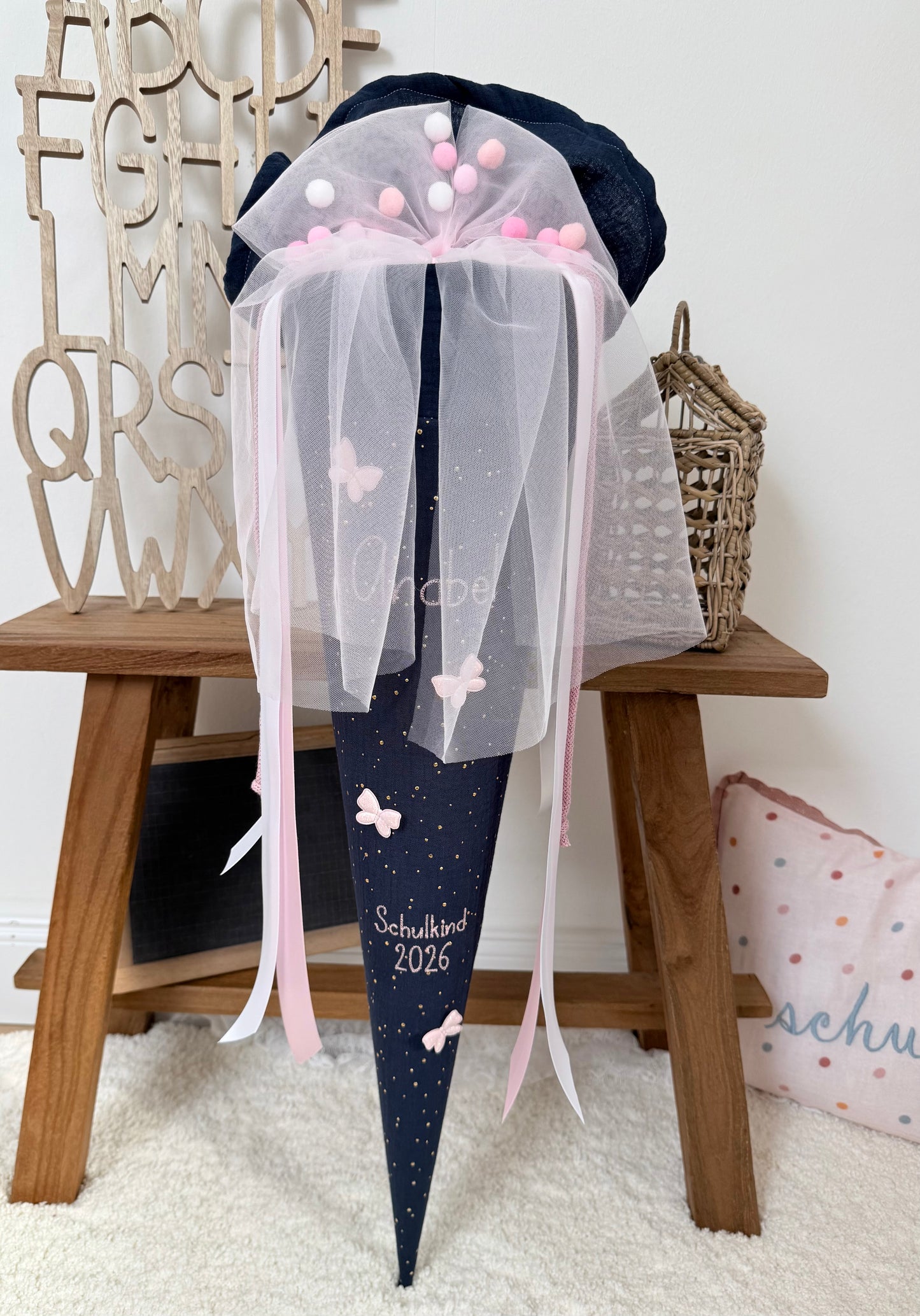 Set 4 Stück Glitzernde Schmetterlinge für Schultüten –  Einschulung Mädchen
