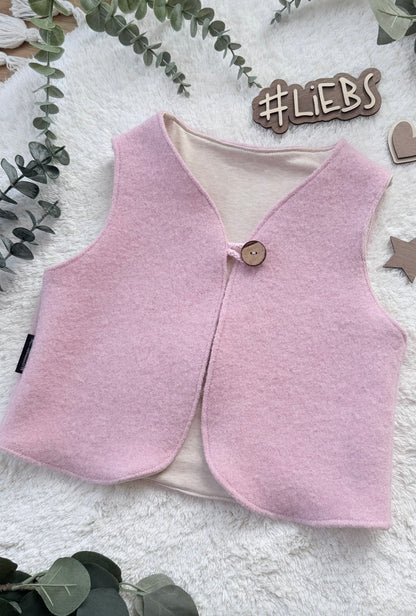 Handmade Weste Kinder | Wollwalk | Walkweste | Schwan Applikation