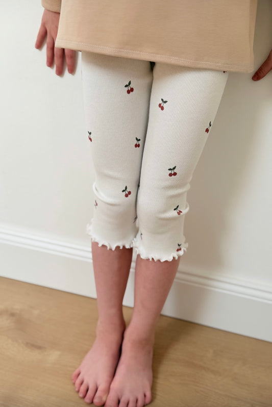 Skinny Fit 3/4 länge mit Rollsaum | Baumwollripp | Kirsche |