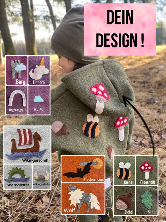 Dein Design | Wunsch Allover Print | Oversized Wollwalk Windbreaker | 100% Schurwolle Schafwolle