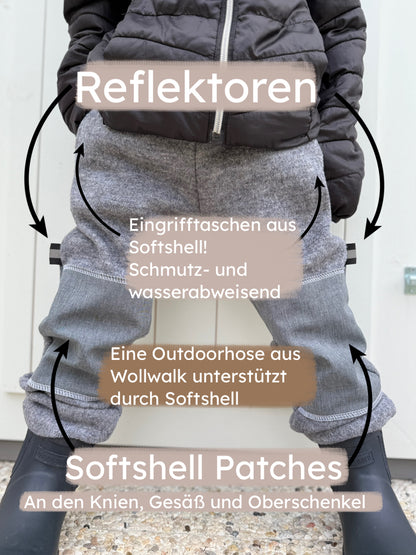 Funktionshose | Outdoorhose | Softshell | Trekkinghose | Walkhose | 100% Schurwolle Schafwolle