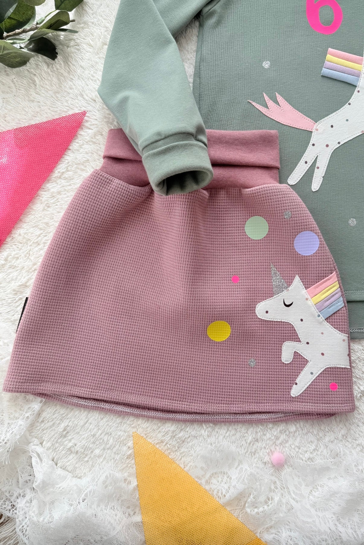 Rock | Skaterrock | 100% Baumwolle Waffelstrick | Einhorn