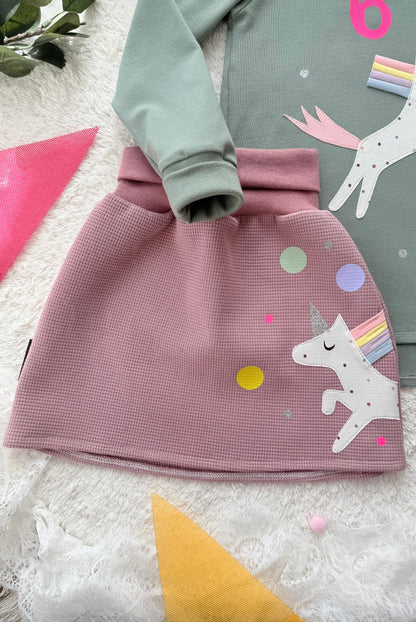 Rock | Skaterrock | 100% Baumwolle Waffelstrick | Einhorn