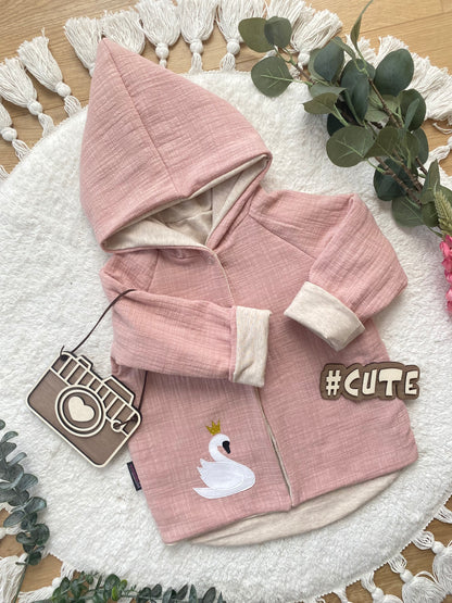 Baby | Musselinjacke | Schwan | Cardigan
