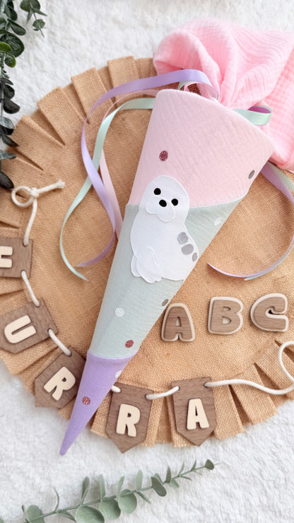 Geschwistertüte Einschulung | Kitatüte | Weiterführende Schule | 35 cm | Robbe