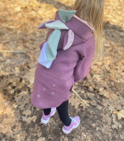Wollwalk  Jacke  Einhorn | Lila | 100% Schurwolle Schafwolle