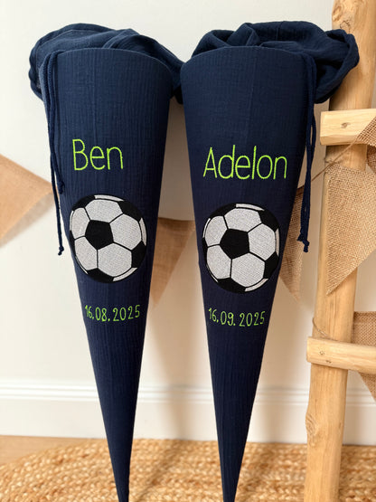 Musselin Schultüte 70 cm | Fußball | Kissen Inlett