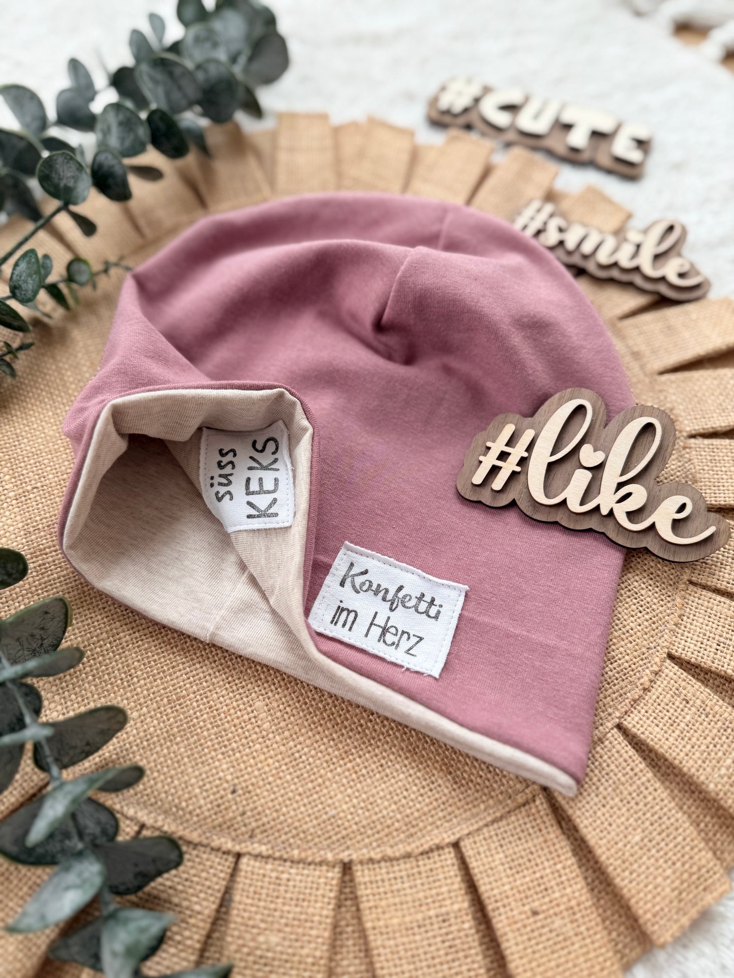 Dein Design | Wendebeanie  | Dreieckloop | Used-Look Label Stoff | Alle Farben