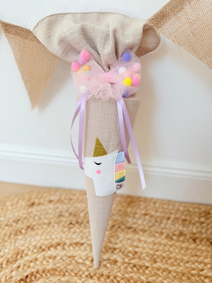 Pompom Schleife für Geschwistertüten 35 cm