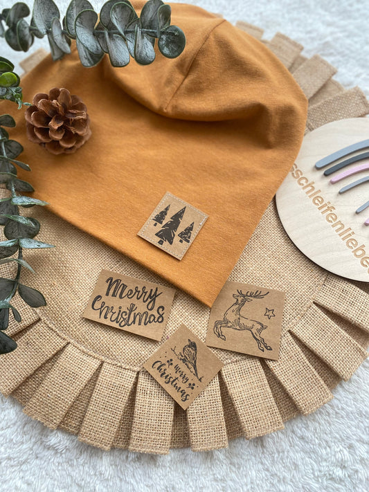 Dein Design | Winter Motive | Used-Look & Leder Label Beanie | Melierte Farben