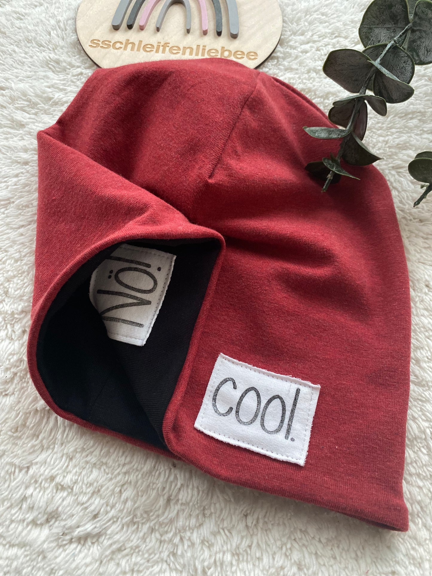 Dein Design | Wendebeanie  | Dreieckloop | Used-Look Label Stoff | Alle Farben