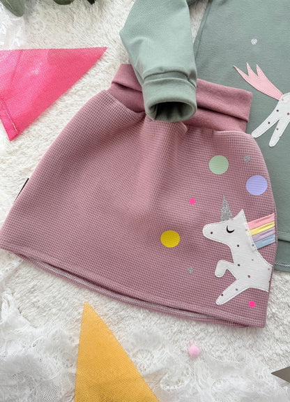 Rock | Skaterrock | 100% Baumwolle Waffelstrick | Einhorn