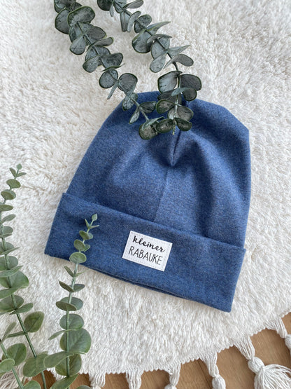 Dein Design | Hipster Beanie |  Used-Look & Leder Label | Dreieckloop | Melierte Farben