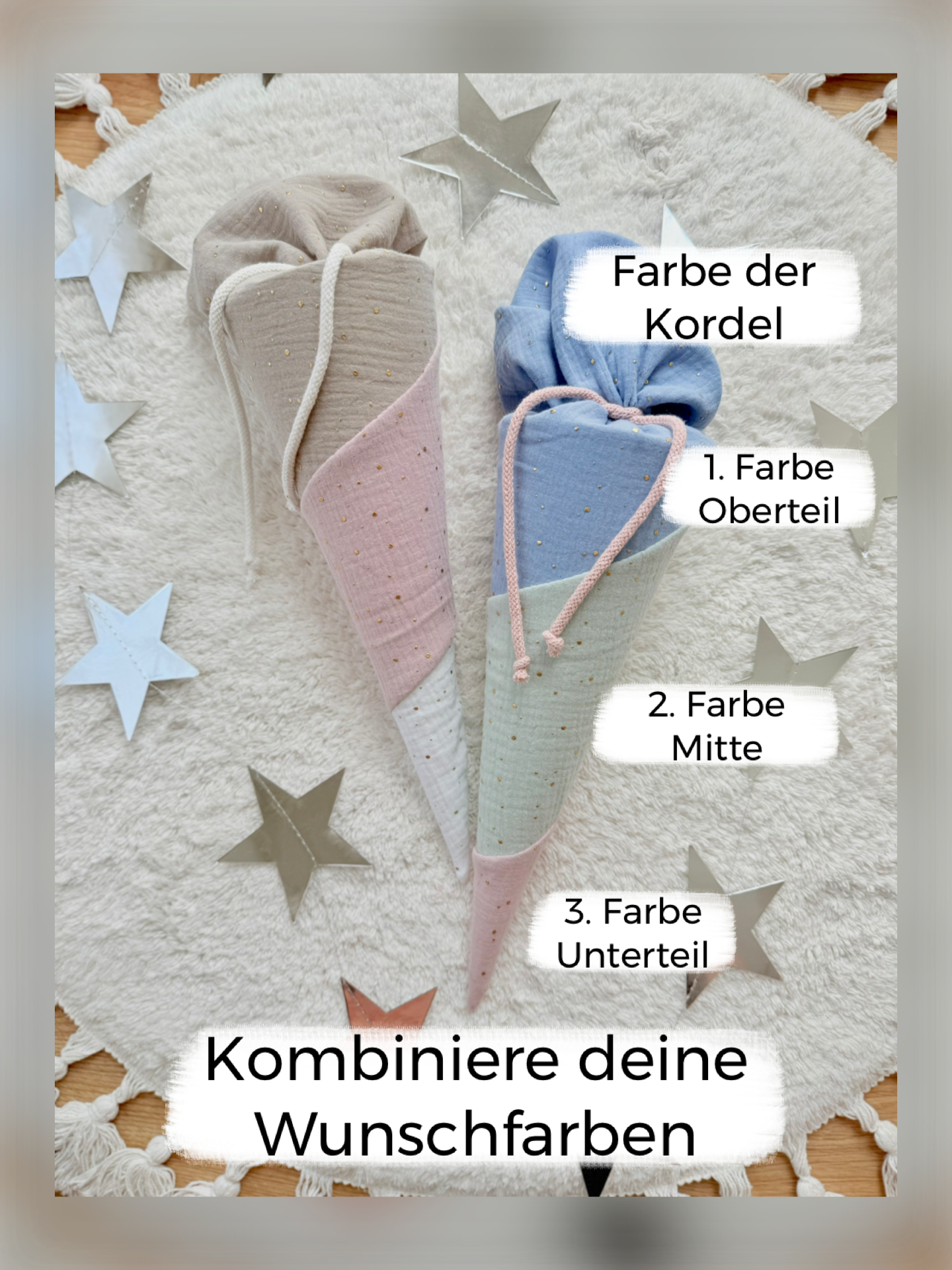 Dein Design | Geschwistertüte | Geschwister-Schultüte | Kita | Zuckertüte | 35 cm