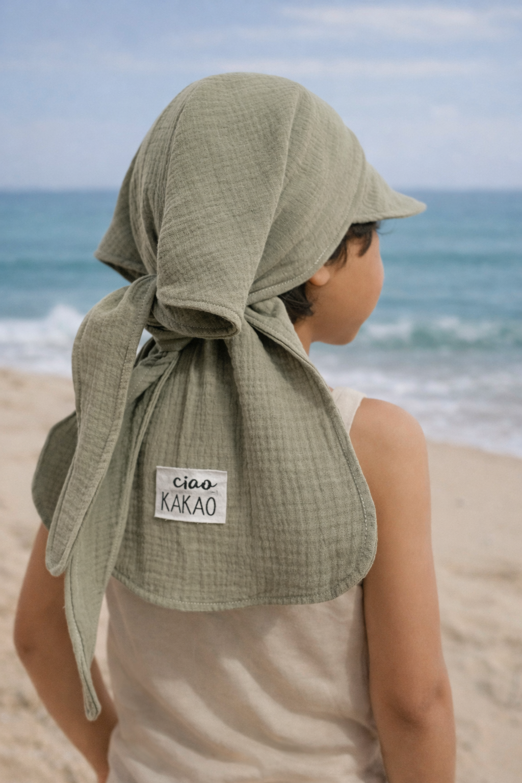 Musselin Bandana Kopftuch für Baby & Kinder | Sonnenschutz | Sonnenhut XL Nackenschutz