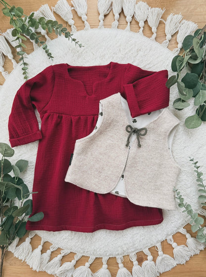 Weste | Wollwalk „Glücksbringer“ Kleeblatt Marienkäfer