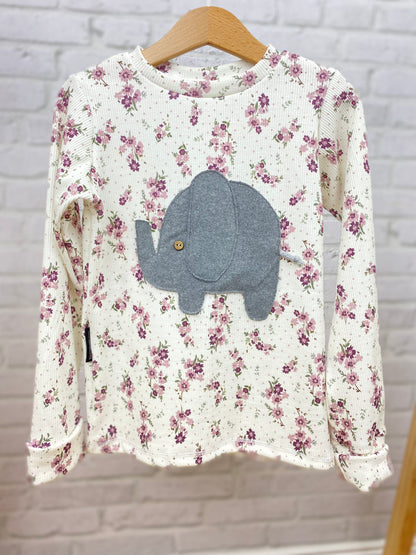 Longsleeve ab Körpergröße 80 cm | Applikation Elefant