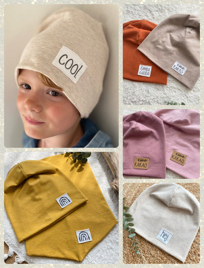 Dein Design | Label Beanie | Used-Look & Leder | Dreieckloop