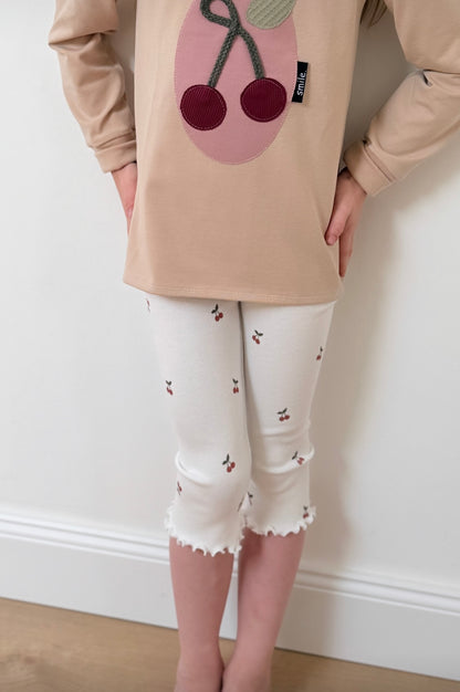 Skinny Fit 3/4 länge mit Rollsaum | Baumwollripp | Kirsche |