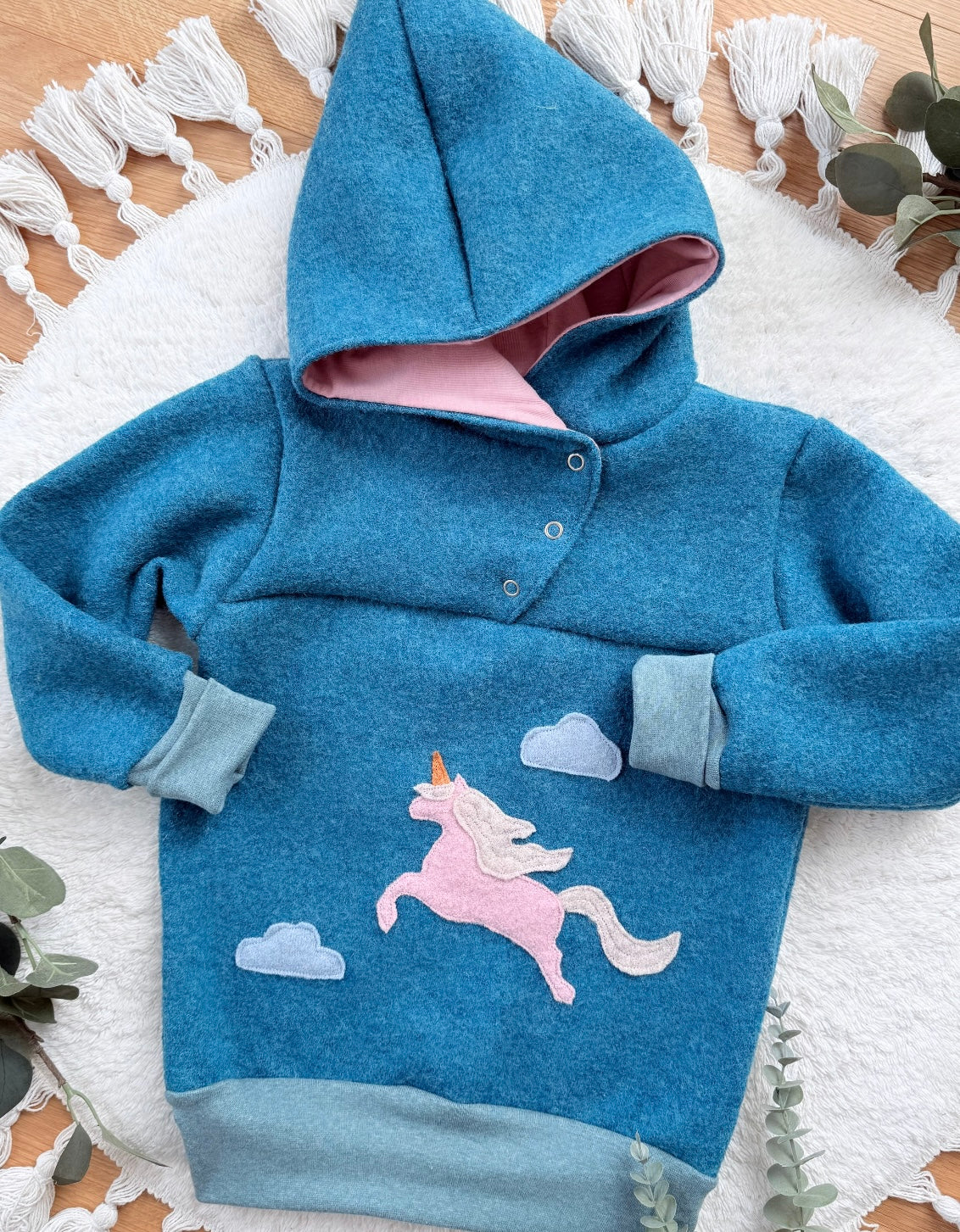 Windbreaker Einhorn Applikation | Wollwalk | 100% Schurwolle