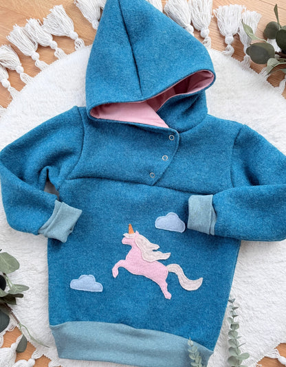 Windbreaker Einhorn Applikation | Wollwalk | 100% Schurwolle