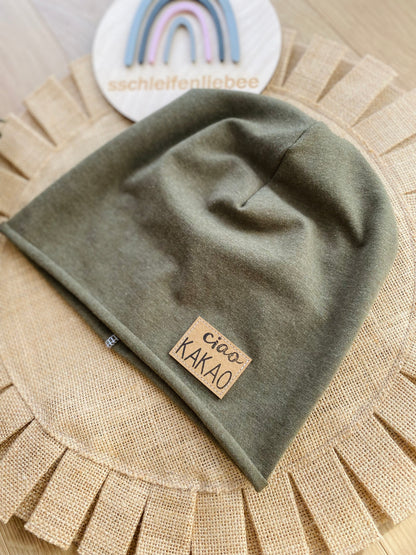 Dein Design | Roll-Up Sommer | Used-Look & Leder Label Beanie